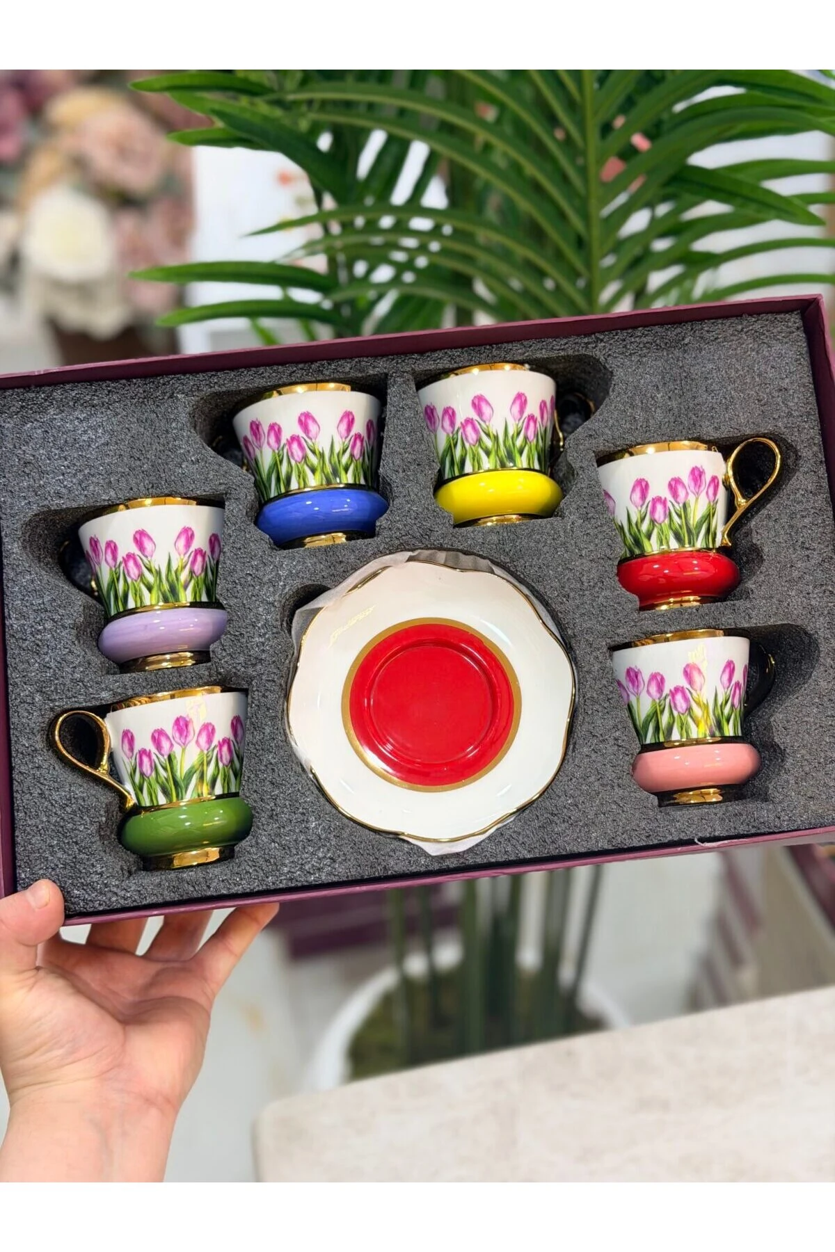 Aroww Lalei Devran Kahve Fincen Seti Takımı Lale Desen · 4. fotoğraf