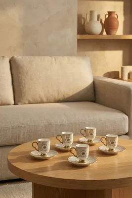 Fiona 6 Kişilik Porselen Kahve Fincanı Takımı - 90 ml