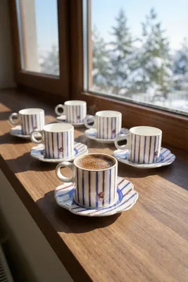Mabel 6 Kişilik Porselen Kahve Fincanı Takımı - 90 ml