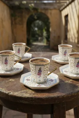 Valeria 6 Kişilik Porselen Kahve Fincan Takımı - 90 ml