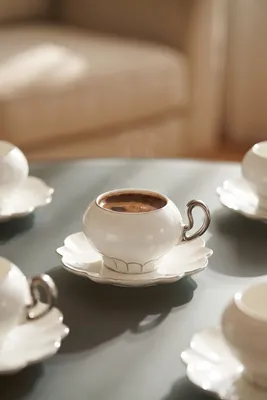 Bailey 6 Kişilik Porselen Kahve Fincan Takımı Silver - 100 ml