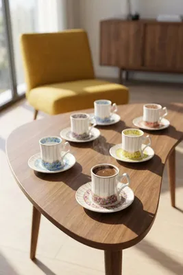 Samira 6 Kişilik Porselen Kahve Fincan Takımı - 90 ml
