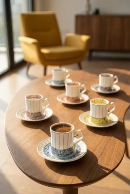 Anais 6 Kişilik Porselen Kahve Fincan Takımı - 90 ml
