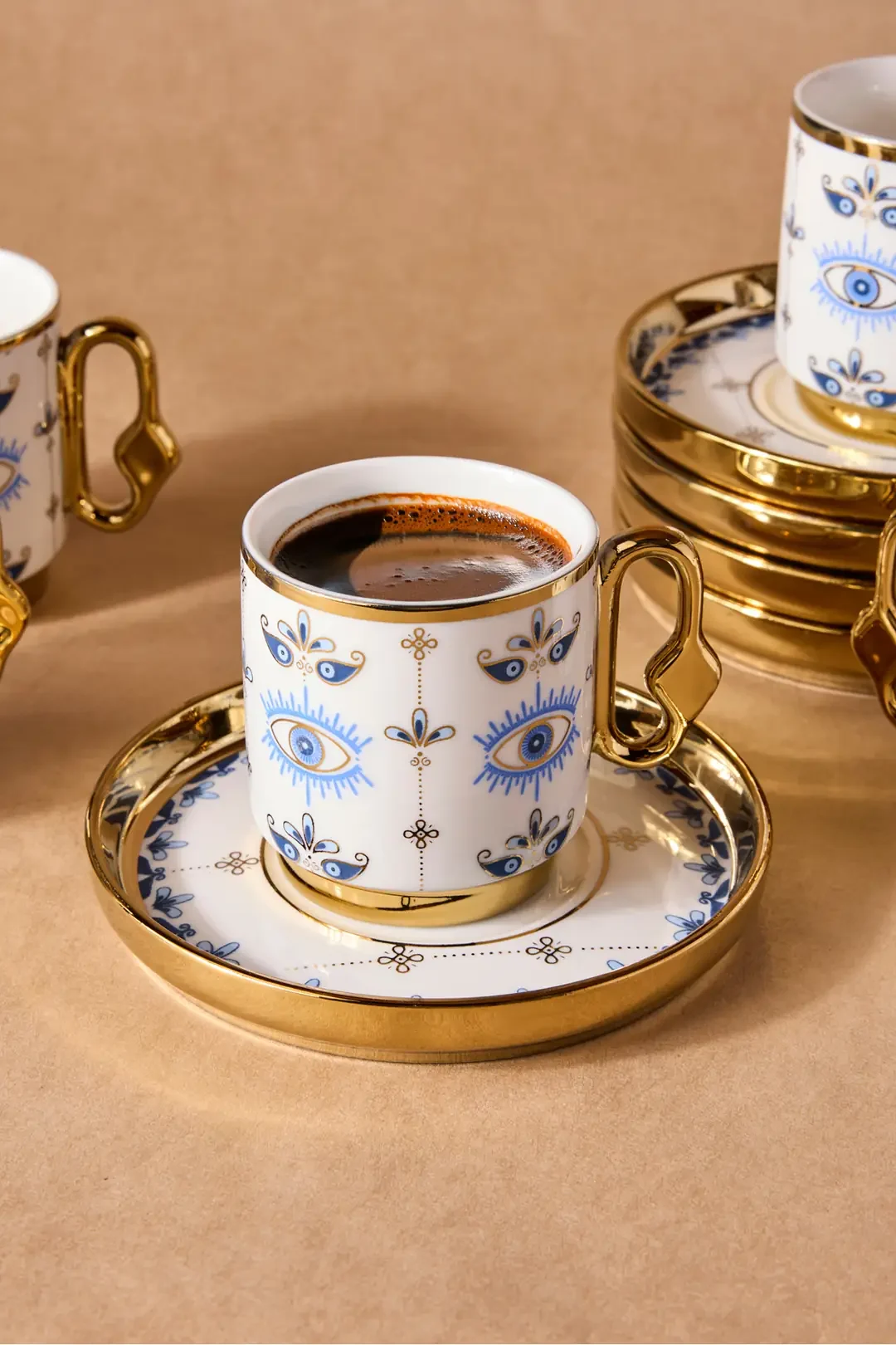 Cihangir 6 Kişilik Porselen Nazar Boncuğu Deseni Kahve Fincanı Takımı · 5. fotoğraf