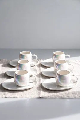 Pearl Porselen Lüster 6 Kişilik Kahve Fincanı Takımı