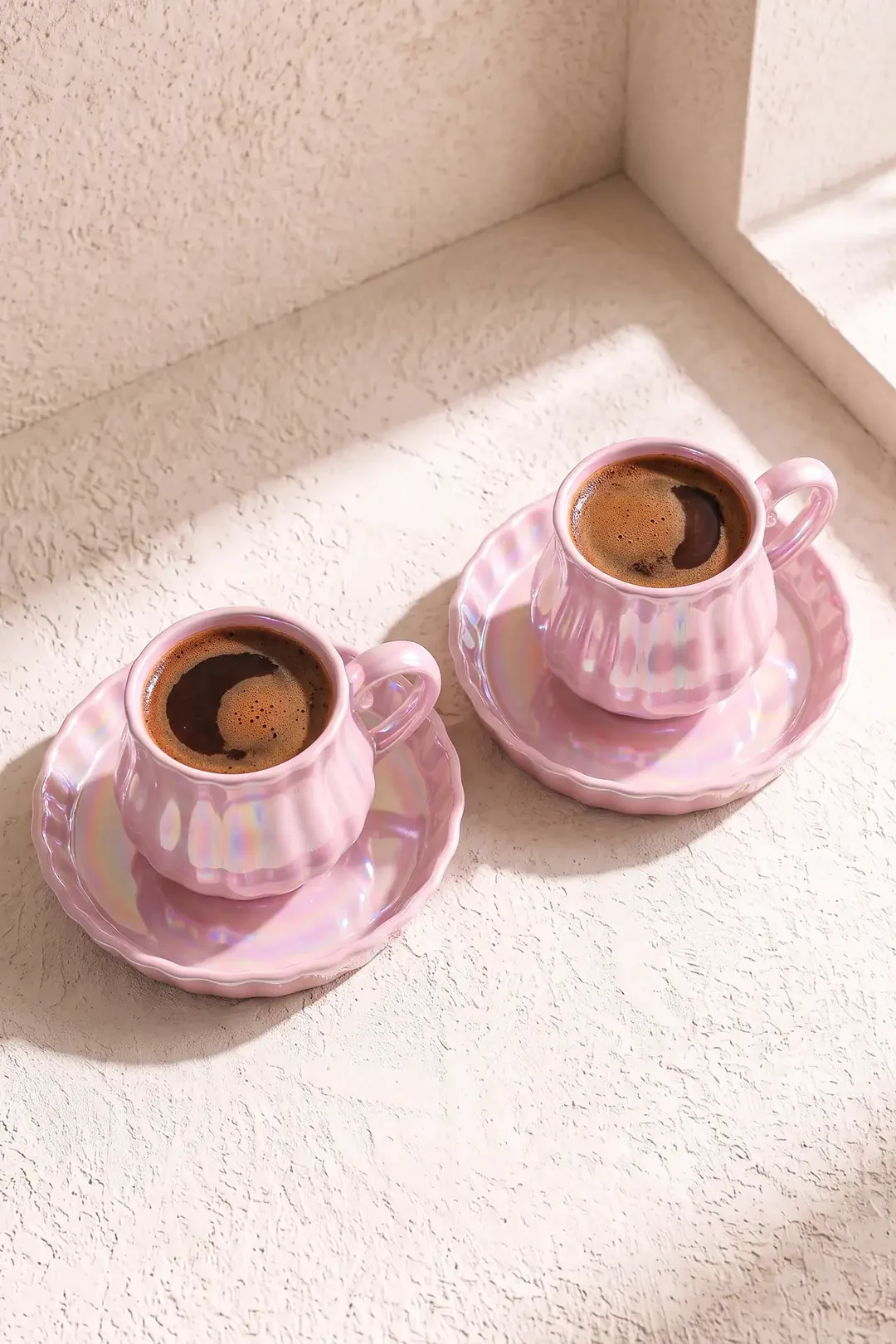 Pink Line Dalgalı Porselen 2 Kişilik Kahve Fincanı Takımı · 3. fotoğraf
