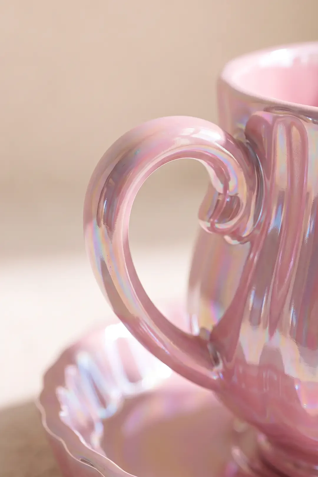 Pink Line Dalgalı Porselen 6 Kişilik Kahve Fincanı Takımı · 4. fotoğraf