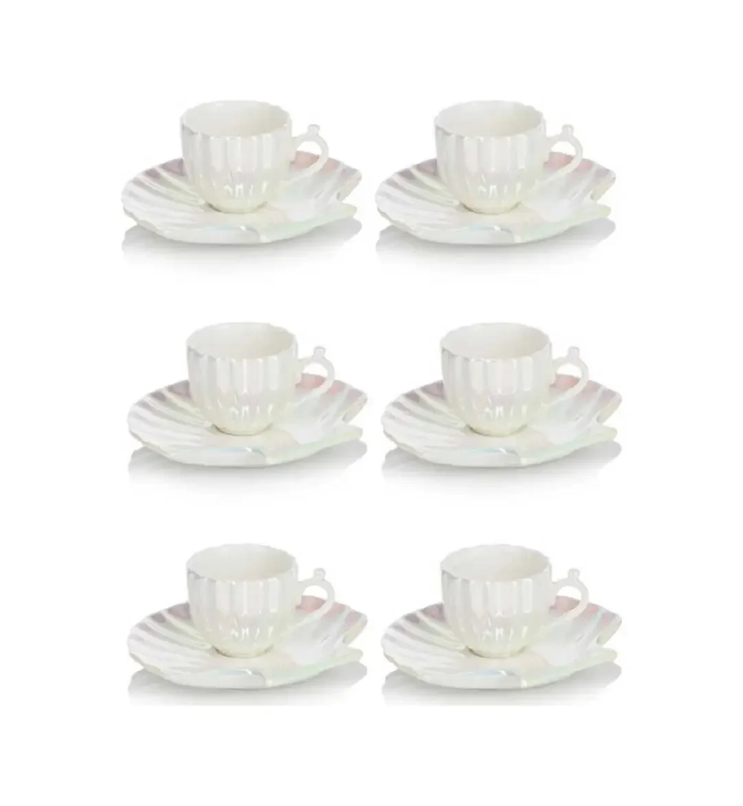 Pearl İstiridye 6 Kişilik 12 Parça 90 ml Porselen Kahve Fincanı Takımı · 8. fotoğraf