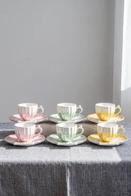 Pearl Color 6 Kişilik Porselen Kahve Fincanı Takımı