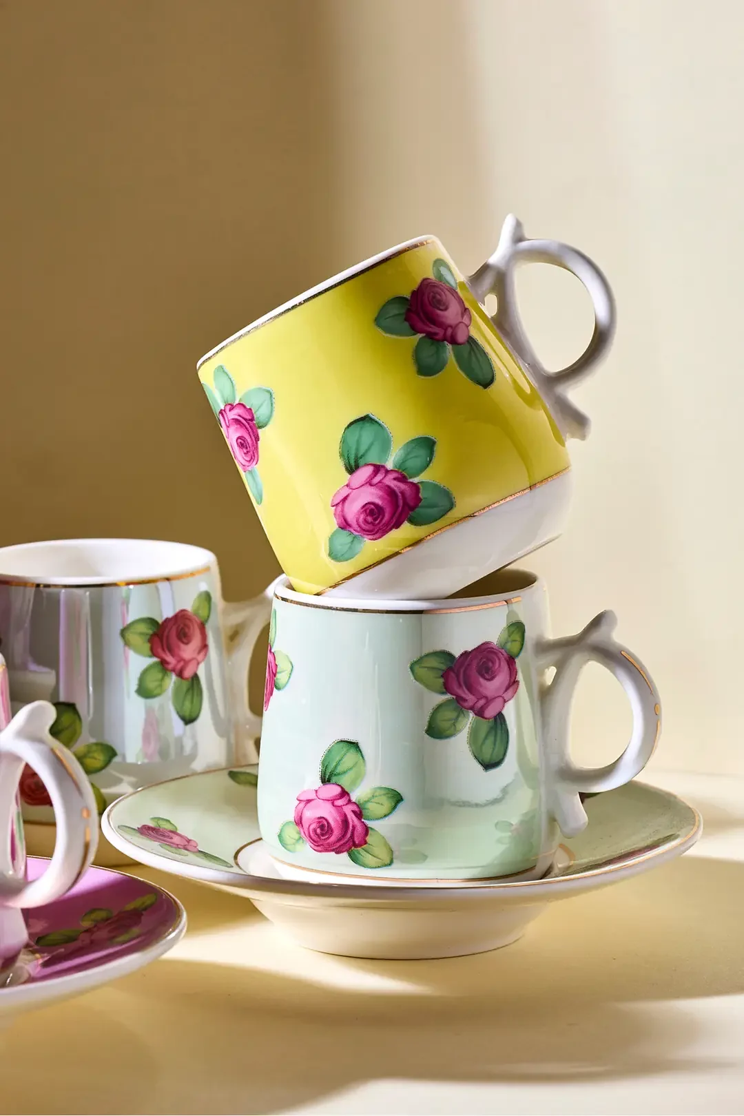 Hane+ 12 Parça 6 Kişilik Renkli Floral Kahve Fincanı Takımı · 2. fotoğraf